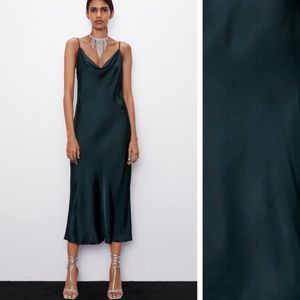 ZARA Dress | Dark Green Cami Adjustable Strap Dress